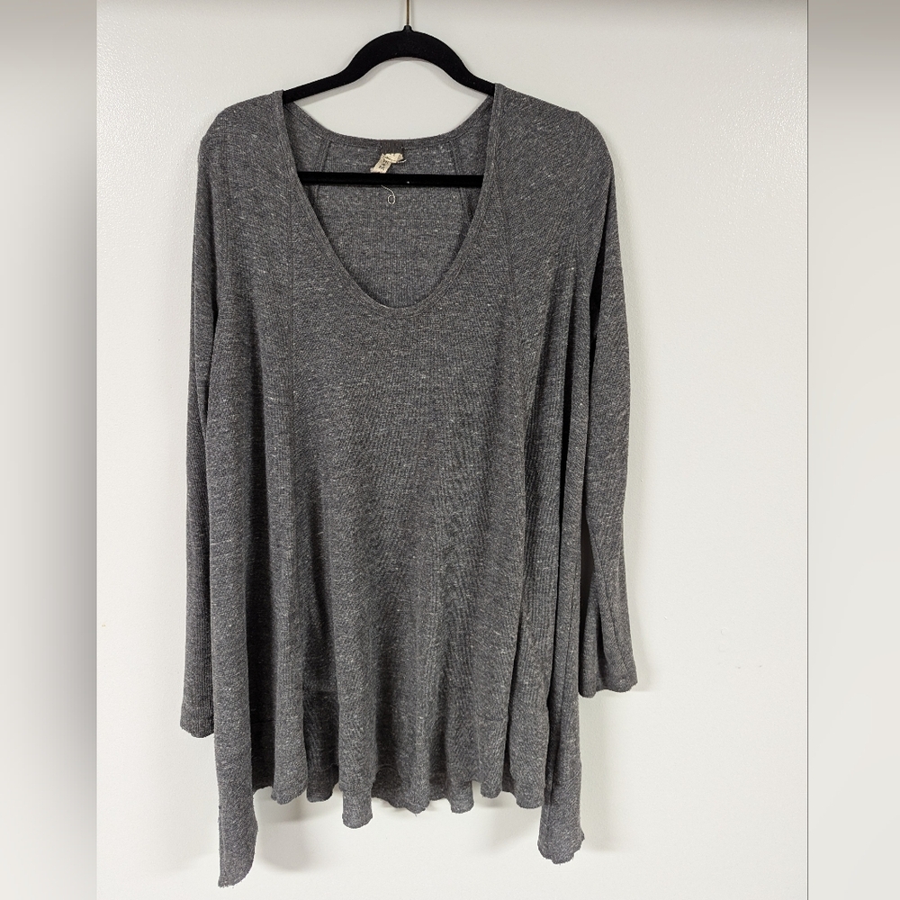 We the free free people long sleeve oversized gray top
